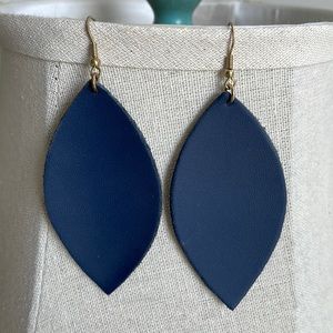Faux leather navy hook earrings